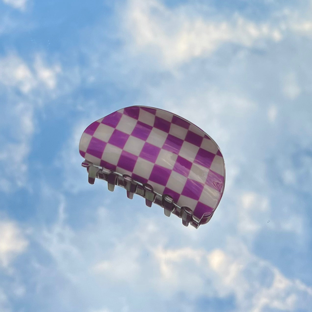 emilia clip in purple checkers